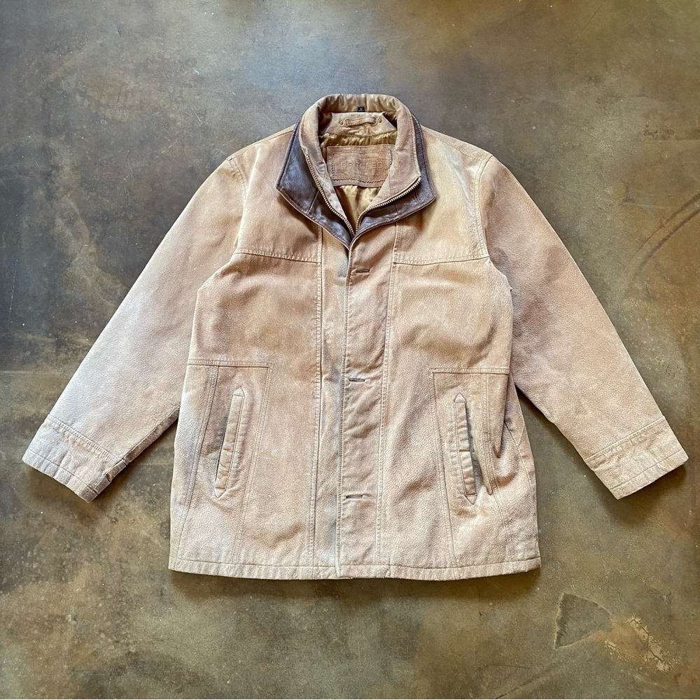 VTG 90s Britches Distressed Suede Leather Chore Jacket